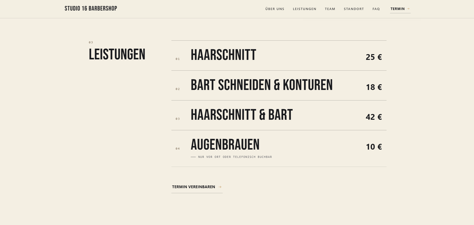 Statement – Leistungen und Preise